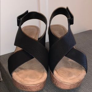 Black cork wedges suede insole